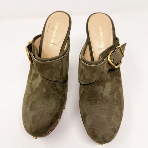 Veronica Beard Alek Croc Embossed Leather Clogs Platform Size 9.5 - Picture 4 of 10